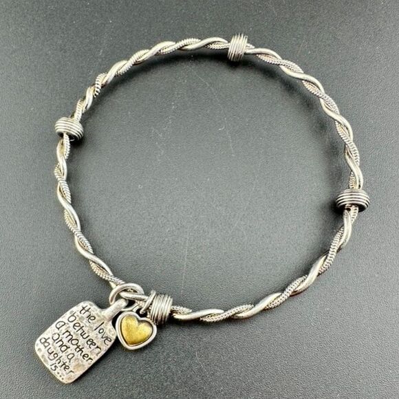 Brighton Daughter & Mother Forever Charm Silver & Gold rope Bangle bracelet - Picture 2 of 4